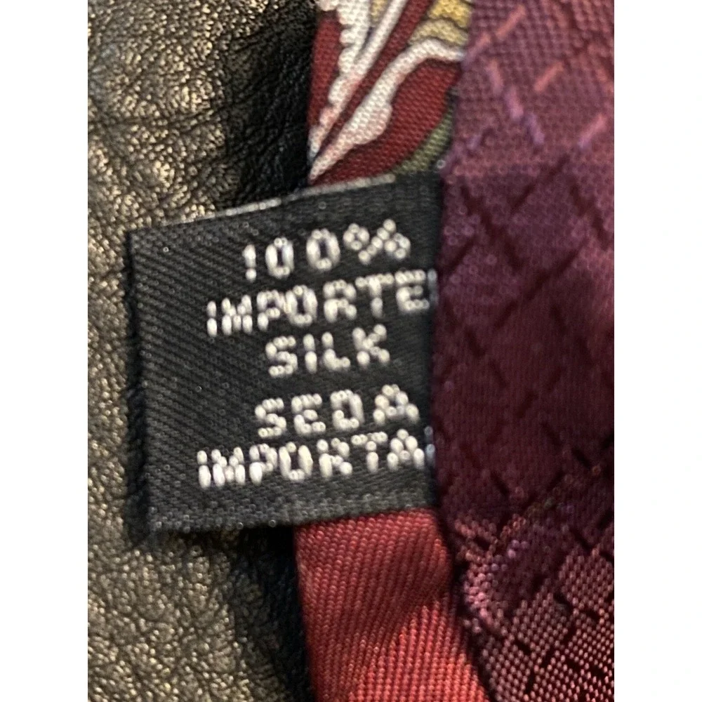 Mens Stanford Geometric Maroon Tan Blue Neck Silk Tie 56